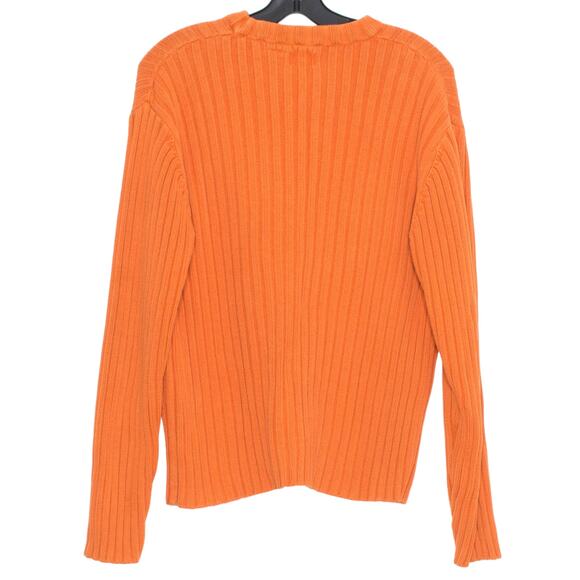 Vintage Guess Sweater Cable Knit Ribbed Chunky Crewneck Preppy Fall Orange Large - Picture 2 of 8